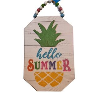 Hello Summer Sparkly Wooden Sign